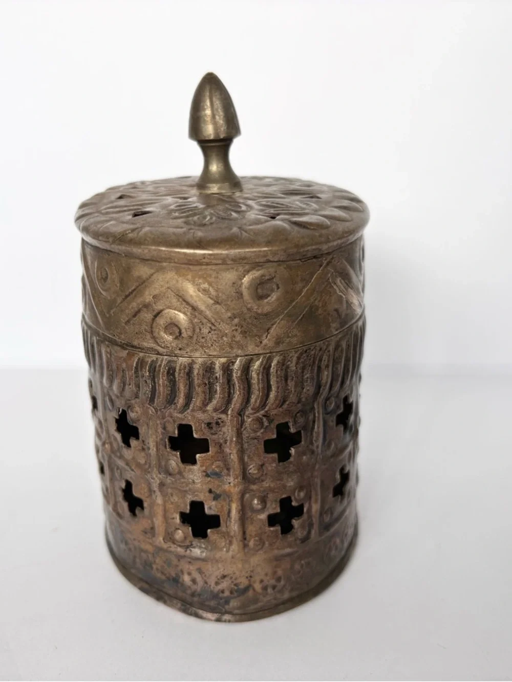 Antique Style Metal Trinket Box Old World Aesthetic Patina Metal Decor Vintage